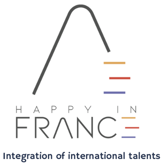 On voit le logo de HAPPY IN FRANCE, agence pour l'intégration des professionnels et athlètes internationaux